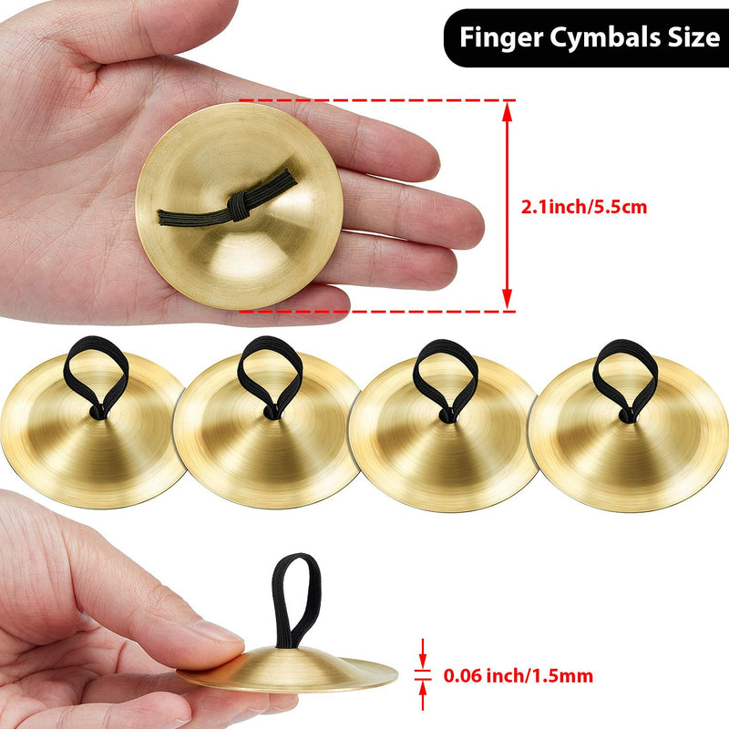 6 Pieces Finger Cymbals Belly Dancing Finger Dance Finger Zills Gold Dance Finger Musical Instrument for Dancer Ball Party (Decorative Patterns) (Smooth Surface)