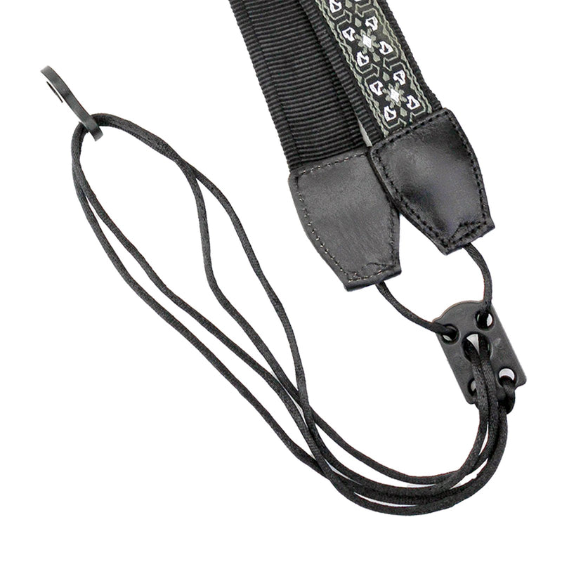 Walker & Williams UK-26 Grey, White & Black Woven Cotton & Nylon Adjustable Ukulele Strap for Any Size Uke