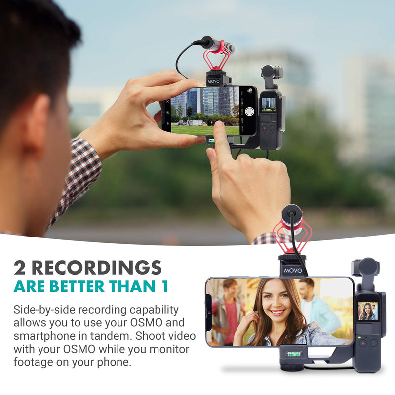 Movo OPR-50 Smartphone Video Rig Compatible with DJI OSMO Pocket 1, 2 - Includes Smartphone Mount and 2X Shoe Mount for Video Microphone, Video Light, and More - Phone Stabilizer for Video Recording