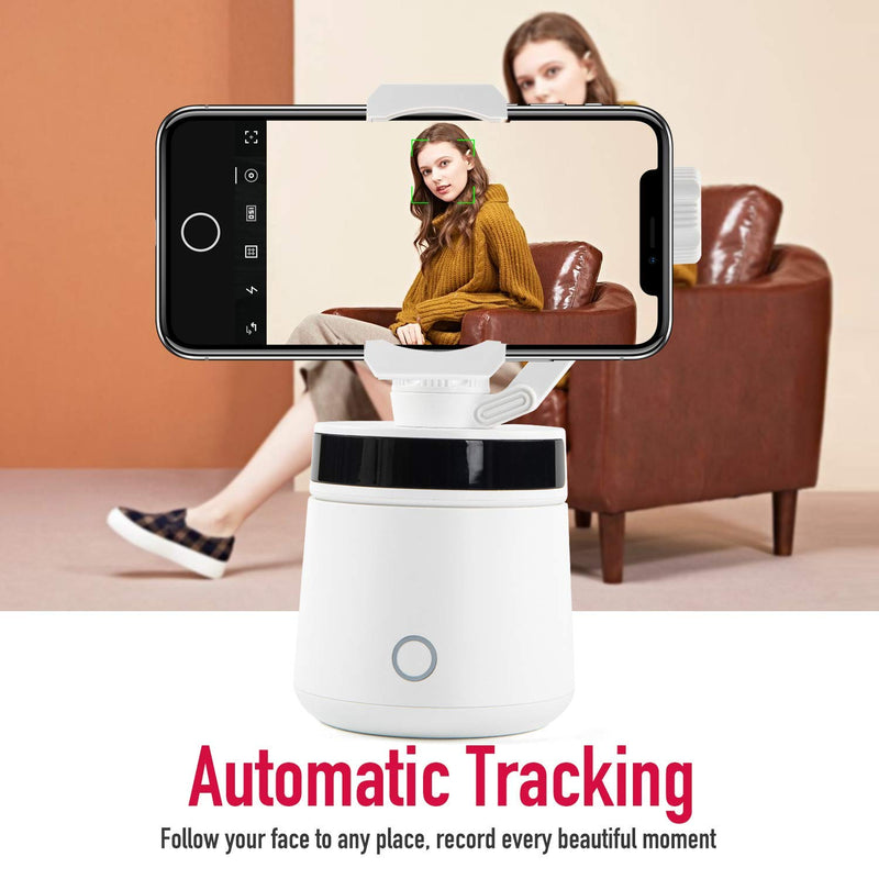 Yetaida Multi-Directional Rotating Robot Cameraman,Automatic Facial Object Tracking,Intelligent Gimbal Portable Stand for Vlog & Live Shooting,Smart Selfie Phone Stand for Daily Video Recording(White) White