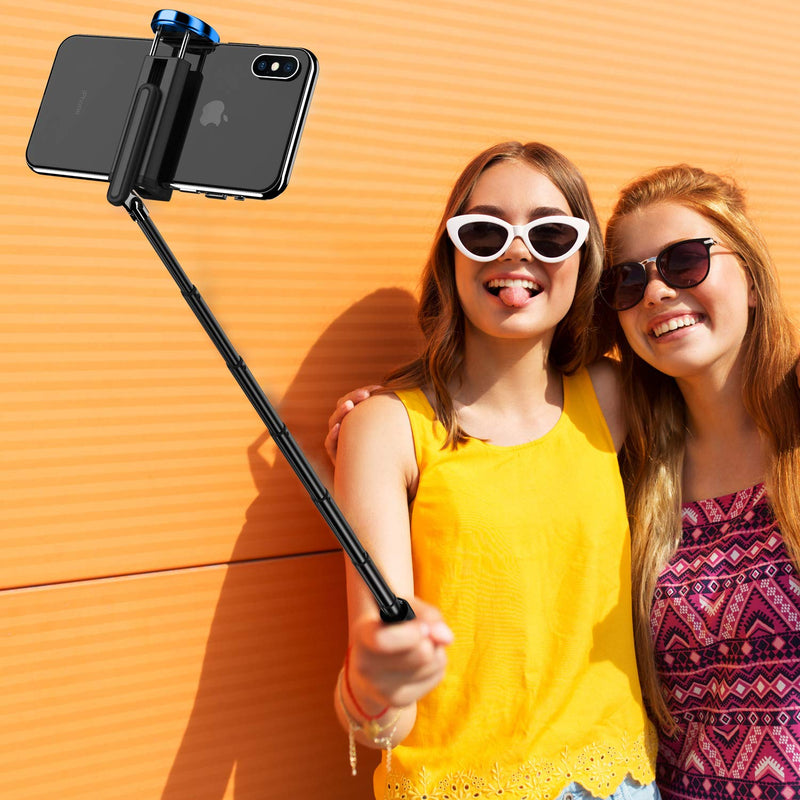 ATUMTEK Bluetooth Selfie Stick Tripod, Extendable 3 in 1 Aluminum Selfie Stick with Wireless Remote and Tripod Stand 270 Rotation for iPhone 13/12/11 Pro/XS Max/XS/XR/X, Samsung and Smartphone Blue