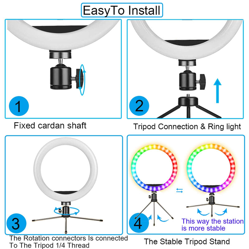Video Conference Lighting【2021 Newest】,8.0" RGB Selfie Ring Light with Tripod Stand & Clamp Mount .Webcam Light with 3 Light Modes&16 Colors&11 Level Dimmable for Laptop/PC Monitor/YouTube/TIKTok