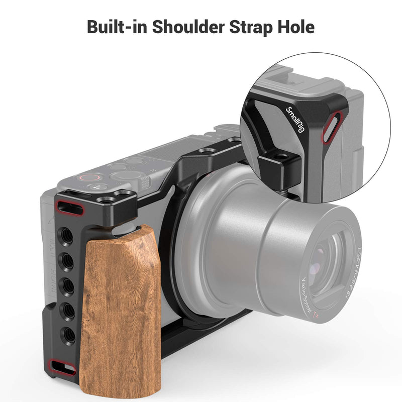 SMALLRIG Camera Cage with Wooden Handle Handgrip for Sony ZV1 Camera - 2937