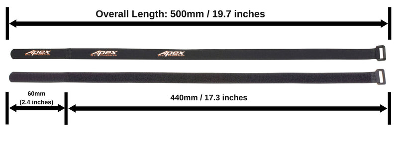 5 Pack 16mm x 500mm Straps for Lipo Battery or Cameras - Apex RC Products #3043