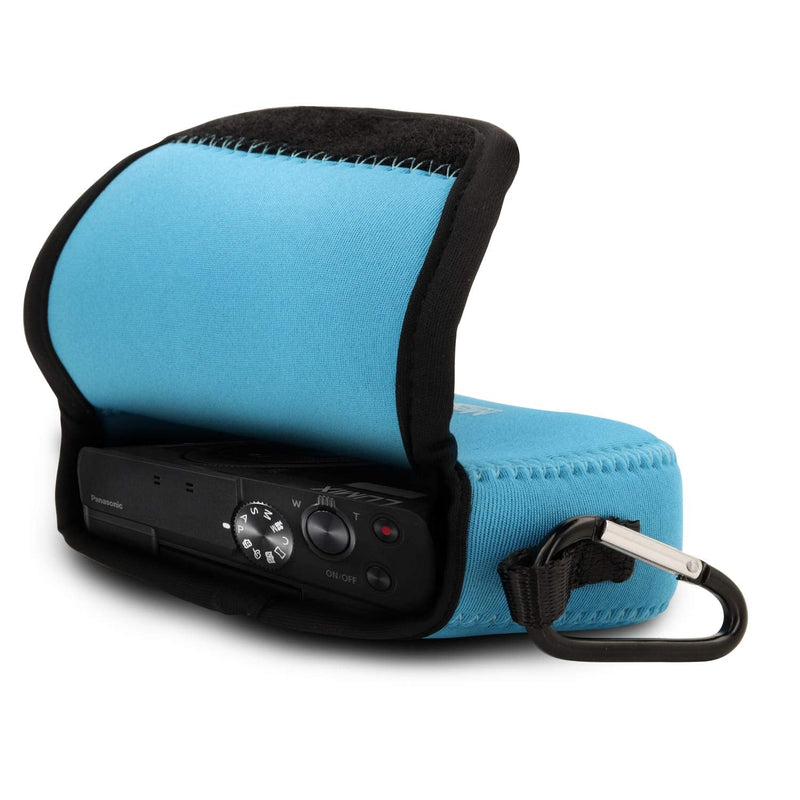 MegaGear ''Ultra Light'' Neoprene Camera Case Bag with Carabiner for Panasonic Lumix DC-ZS80, DC-ZS70, DMC-ZS100, DC-TZ95, DC-TZ90, DMC-TZ100 (Blue) Blue