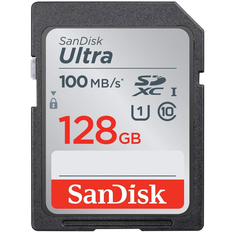SanDisk Ultra SDXC 128GB SD Card for Olympus Mirrorless Camera Works with OM-D E-M10 IV, OM-D E-M5 III (SDSDUNR-128G-GN6IN) Bundle with (1) Everything But Stromboli SD & Micro Memory Card Reader