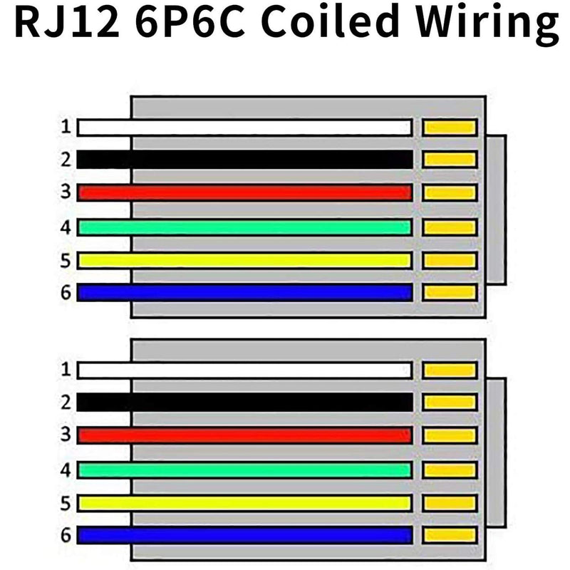 URBEST 2 Packs 6P6C Telephone Wires, Anti-Tangle, 6 Feet RJ12 6P6C Coiled Cable, Male to Male 144'' Modular Telephone Cord (6P6C)