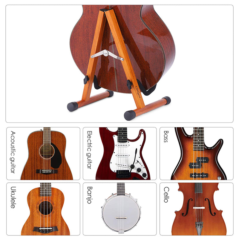 Guitar Stand Rosewood, Sturdy Acoustic Guitar Stand, Adjustable Electric Guitar Stand, Guitar Display Stand Guitar Floor Stand with Foam Padded, Folding Guitar Stand for Bass Cello Ukulele