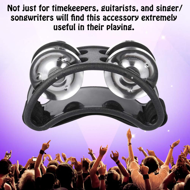 Foot Tambourine Percussion Drum Accessory Companion Metal Jingle Bell Musical Instrument Black