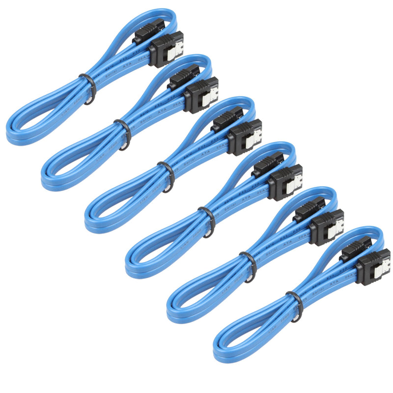 LIANSHU 6Pack Straight SATA III Cable 6.0 Gbps L=24 Inches 6 Gbps Data (6Pack Blue) 6Pack Blue
