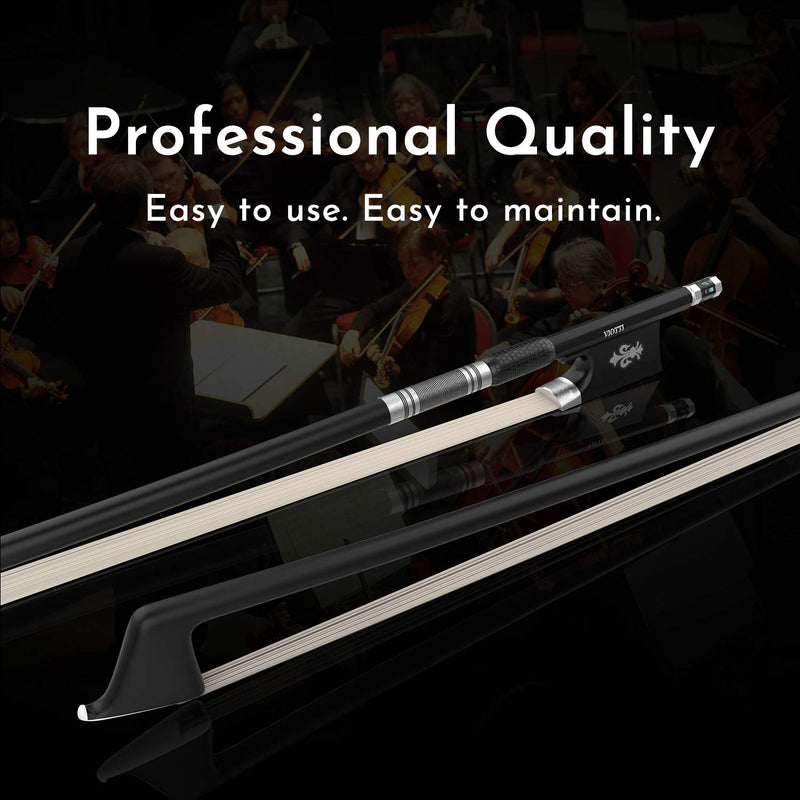 Viotti Carbon Fiber Violin Bow, Hand Crafted by Professional Violin & Bow Makers, Strong, Stiff & Well Balanced, Made with Mongolian Horse Hair, For Violinists & Fiddlers of All Skill Levels Fleur de lis