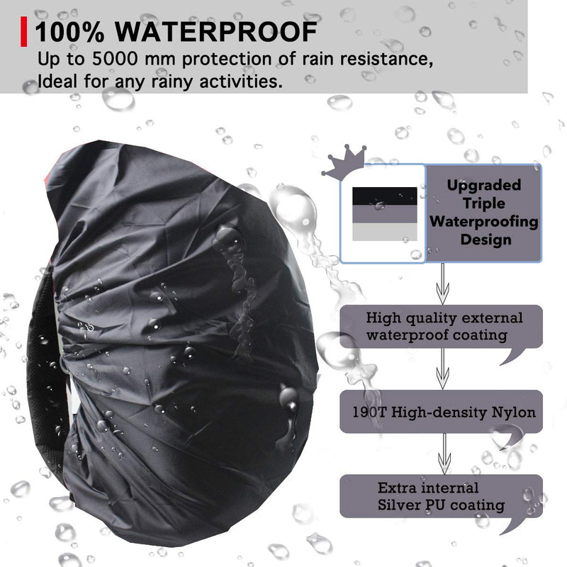 Frelaxy Waterproof Backpack Rain Cover, Upgraded Triple Waterproofing, Antislip Cross Buckle Strap, Ultralight Compact Portable, for Hiking, Camping, Biking, Outdoor, Traveling Black S (For 15L-25L backpack )