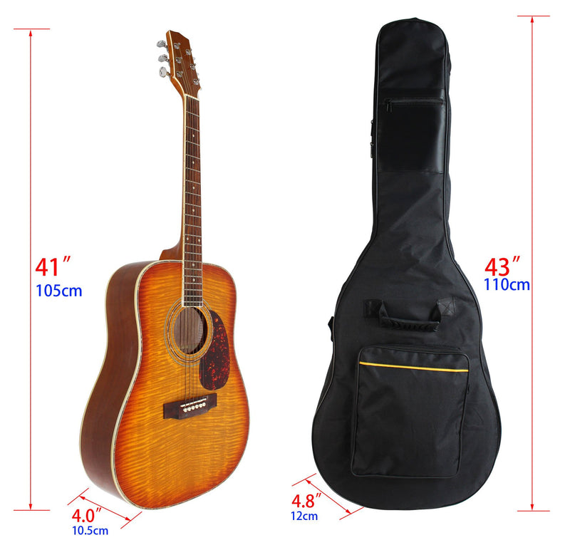 YMC 41 Inch Waterproof Dual Adjustable Shoulder Strap Acoustic Guitar Gig Bag 5mm Padding Backpack with Accessories(Picks, Pick holder, Strap Lock, String Winder) -For 40" & 41-Inch Acoustic Guitar 41 Inch Acoustic Guitar