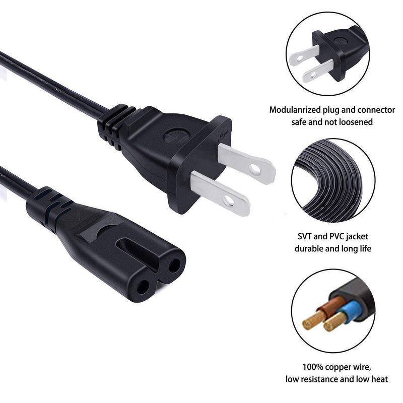 UL 8Ft 2 Prong Power Cord for Roomba Home Base Charging Dock 960 980 985 980 690 675 677 614 620 645 650 670 671 770 805 860 880 890 891 500 600 700 800 Series Power Cord Replacement AC Cable