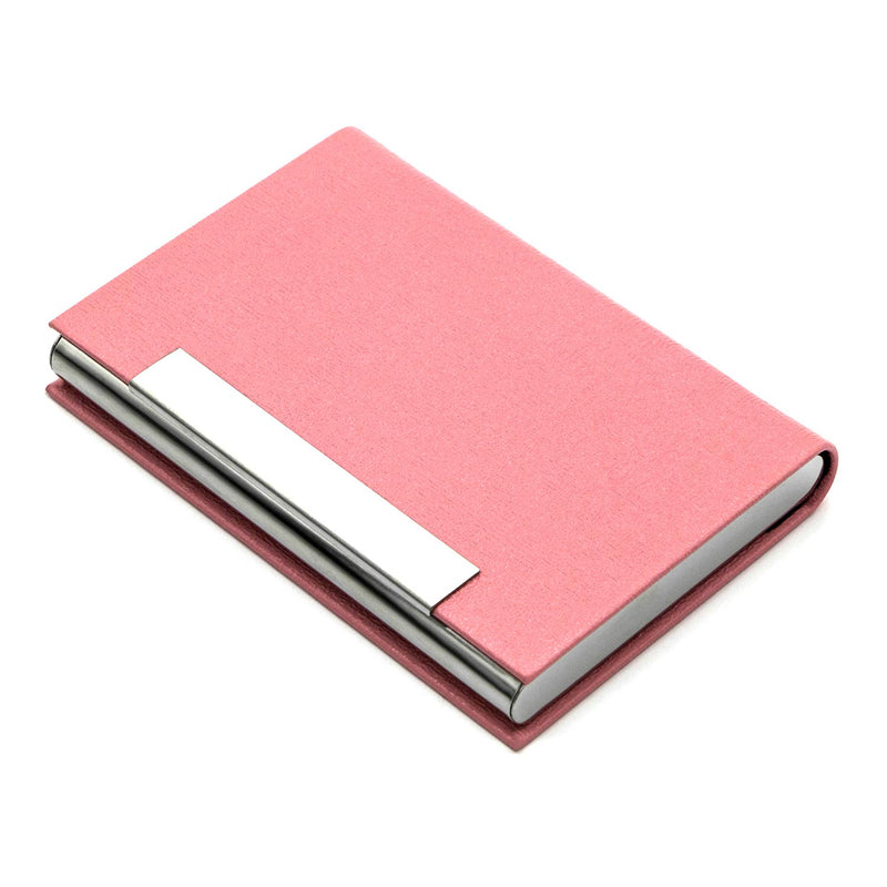 Padike Business Card Holder, Business Card Case Professional PU Leather & Stainless Steel Multi Card Case,Business Card Holder Wallet Credit Card ID Case/Holder for Men & Women. (Pink) Pink