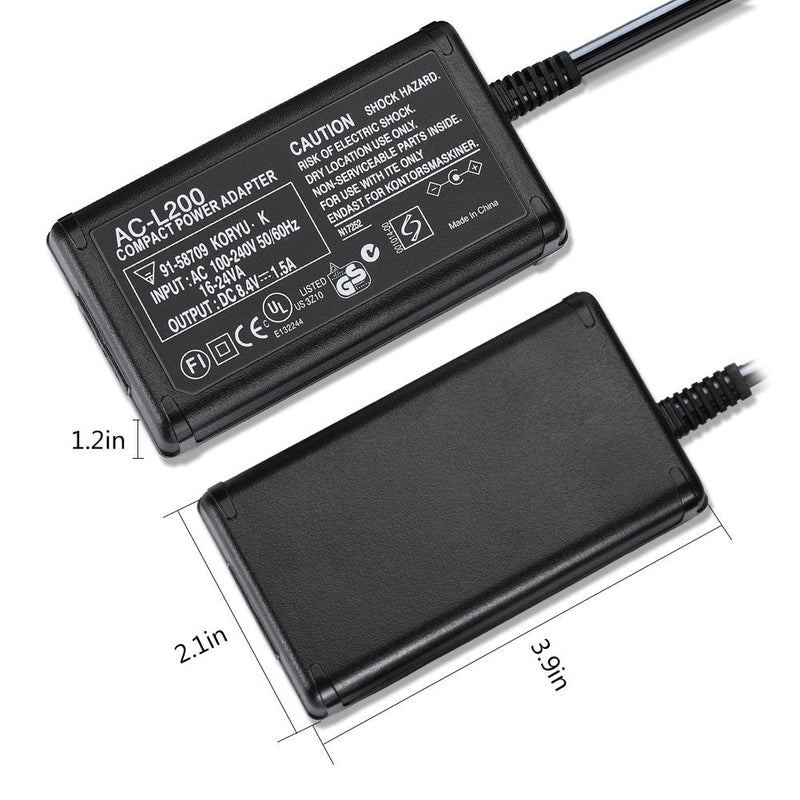 AC-L200 AC Power Adapter Charger Compatible Sony Handycam Camcorder DCR-SX40 DCR-SX41 DCR-SX44 DCR-SX45 SX60 SX63 SX65 SX83 SX85 DCR-CX190 HDR-CX210 HDR-CX220 CX330 CX380 CX390 CX625 CX230 CX675