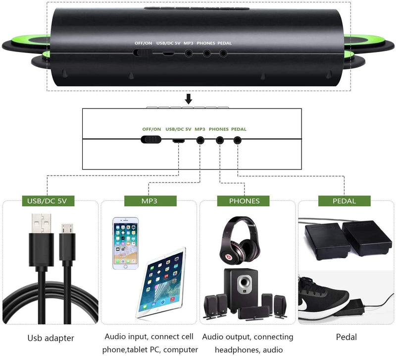 BONROB Electronic Drum Set for Kids, Foldable and Roll Up 7 Drum Pad Compatible with Roland Software, Built in Speaker with Drum Sticks, Great Holiday Birthday Gift for Kids Drum Set (Green) BM001