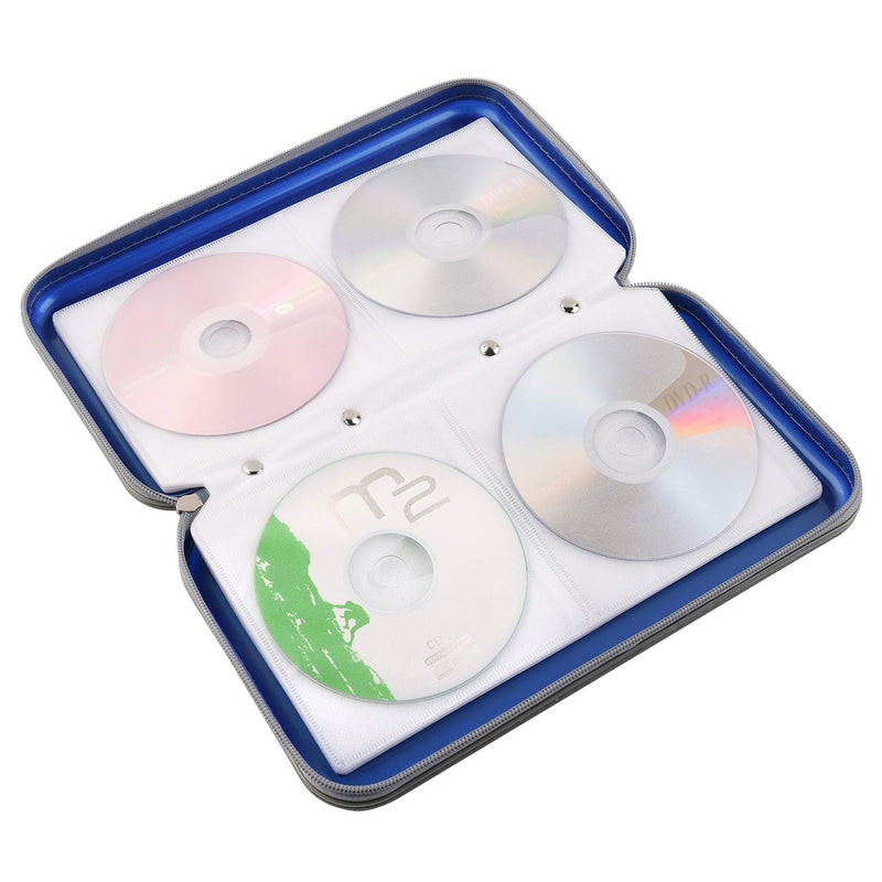 alavisxf xx CD Holder, 72 Capacity CD/DVD Case Holder Portable Wallet Storage Organizer Hard Plastic Protective Storage Holder for Car Travel(72 Capacity, Blue 72)