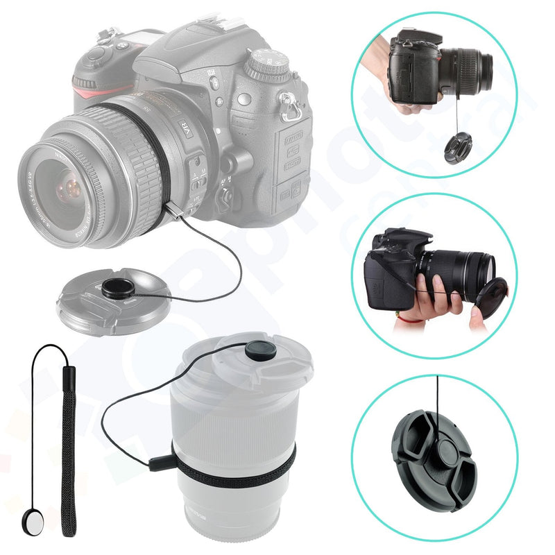 Front Center Pinch Lens Cap Cover Protector + Cap Keeper + Cleaning Cloth for Tamron 16-300mm f/3.5-6.3 Lens