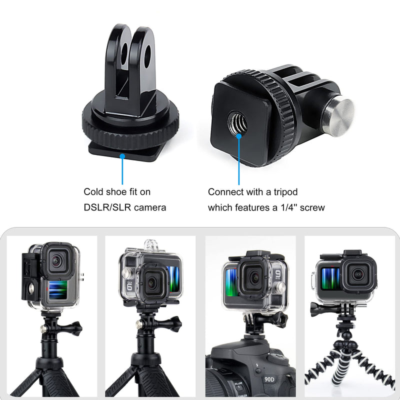 GEPULY 4-Pack Cold Shoe Mount Adapters,1/4" Thread Hole Cold Shoe Bracket,for GoPro Hero 11 10 9 8 7 6 5 4 3 2,Session,Max,All Action Cameras DSLR Camera Cage Microphone LED Light Selfie Stick Monopod