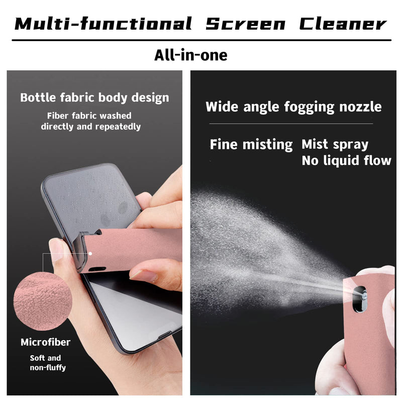 3 in 1Fingerprint Proof Screen Cleaner Tool, Touchscreen Electronic Screen Cleaner, All in One Cleaning Kit with Microfiber and Soft Fiber Flannel for All Phones, Laptop,TV and Tablet Screens (Pink) A-Pink