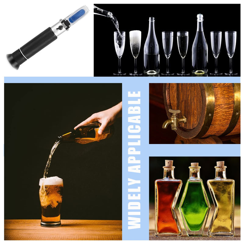 Alcohol Refractometer, Professional Handheld Alcohol 0-80% Test Refractometer, Wine Tester Meter Measure Instrument for Testing Distilled Beverage, Rice Wine and Wine
