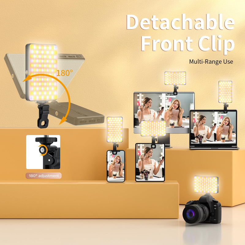 Youlisn 120 LED Phone Light with 3000mAh Battry, Adjusted 3 Light Modes Selfie Light for Phone, iPad, Camera, Laptop, Rechargeable Clip Video Ligh for Selfie, TikTok, Live Stream, Video