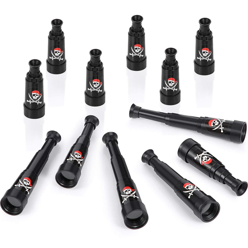 Gejoy 12 Pieces Plastic Pirate Telescopes Pirate Theme Party Telescopes Mini Telescopes Toy for Party Favor Supplies, Black