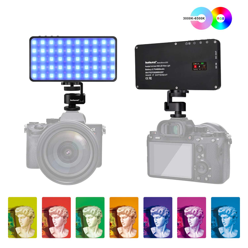 Fantaseal Portable Full Color RGB LED Video Light +Soft Box Set, Mini Smart Vlogging On Camera Lighting Panel, Idea Kit for YouTube Photograph Studio(4500mAh Fast Rechargeable Battery, 12W)