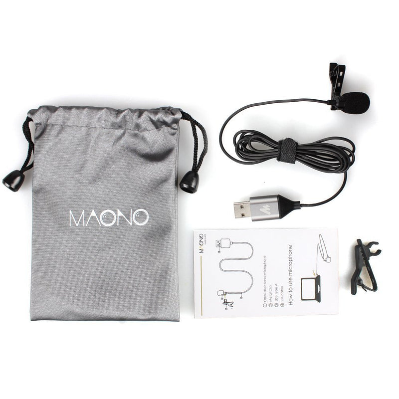 [AUSTRALIA] - USB Lavalier Microphone-MAONO AU-UL10 192kHz/24bit Omnidirectional Lapel Mic Hands Free Shirt Collar Clip-on Microphone for PC Computer, Laptop, YouTube, Skype Recording, Live Broadcasting 