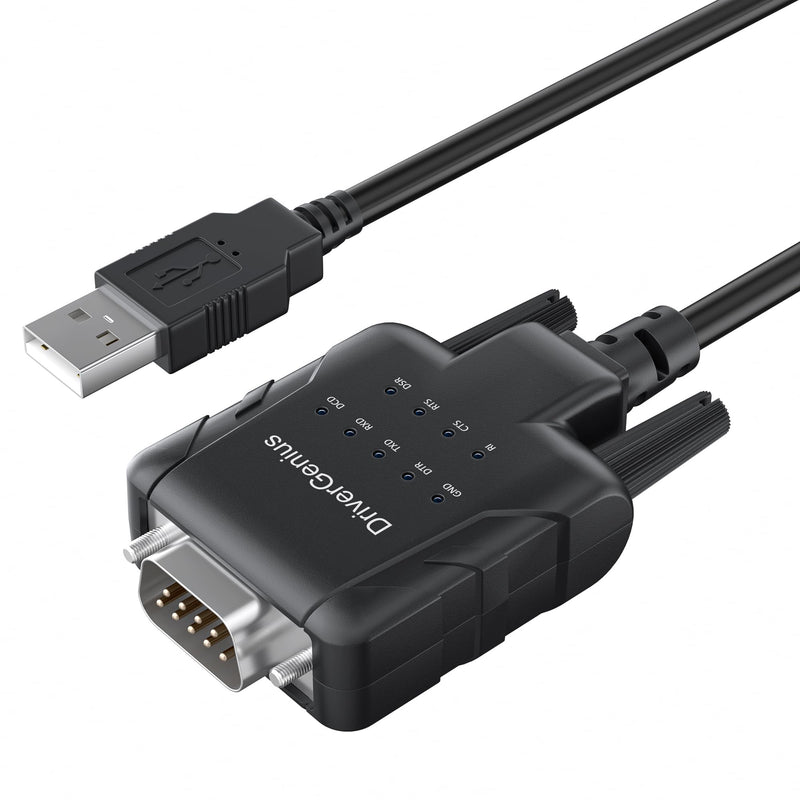 [AUSTRALIA] - DriverGenius USB232A-E, USB Type-A to RS232 DB9 Serial Adapter Converter with 9 x LEDs (M/M, 3ft/1m) USB-A 