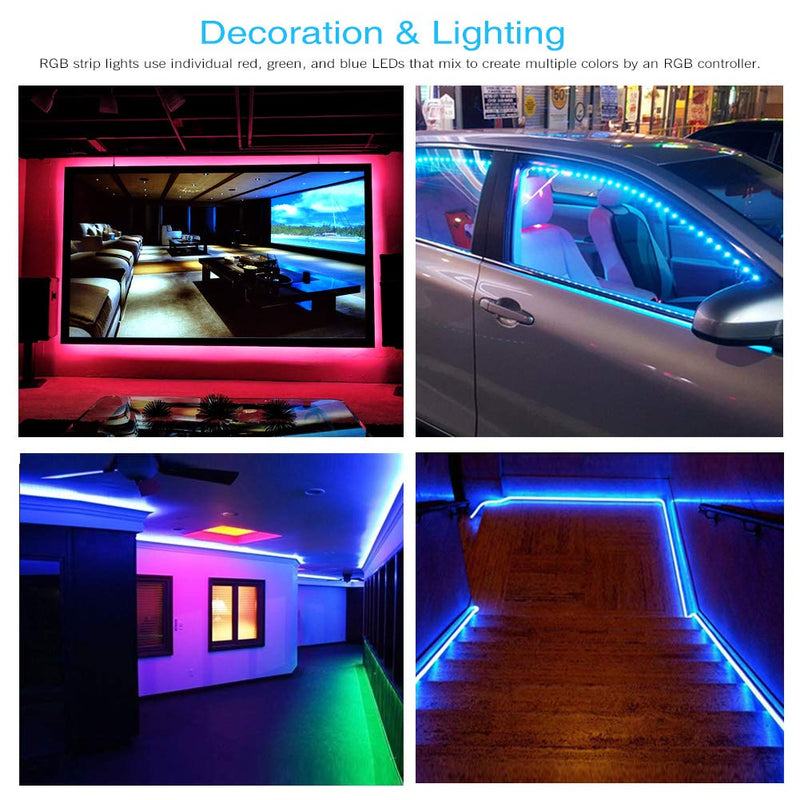 [AUSTRALIA] - Daybetter Led Strip Lights 16.4ft 5m 300 LEDs Flexible Color Changing RGB 3528 Led Strip Light Kit with Remote Controller and Power Supply for Bedroom, Home, Kitchen 