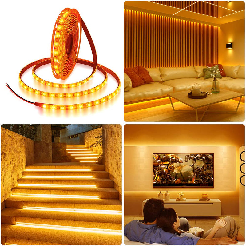 [AUSTRALIA] - ALITOVE Orange LED Strip Lights 16.4ft 5050 SMD Black PCB 5M 300 LEDs Waterproof IP65 12V DC for Home Hotels Clubs Shopping malls Cars Lighting Orange-bk 