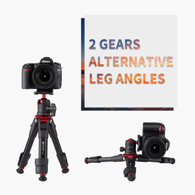 GIZOMOS GM-BS2 18.1" Portable Desktop Mini Tripod for DSLR, 360 Degree Ball Head Tripod for Travel, Load up to 5kg/11lb, with 1/4" Quick Release Plate and Carry Bag