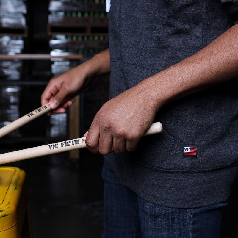 Vic Firth Logo Charcoal Grey Zip Up Hoodie XS