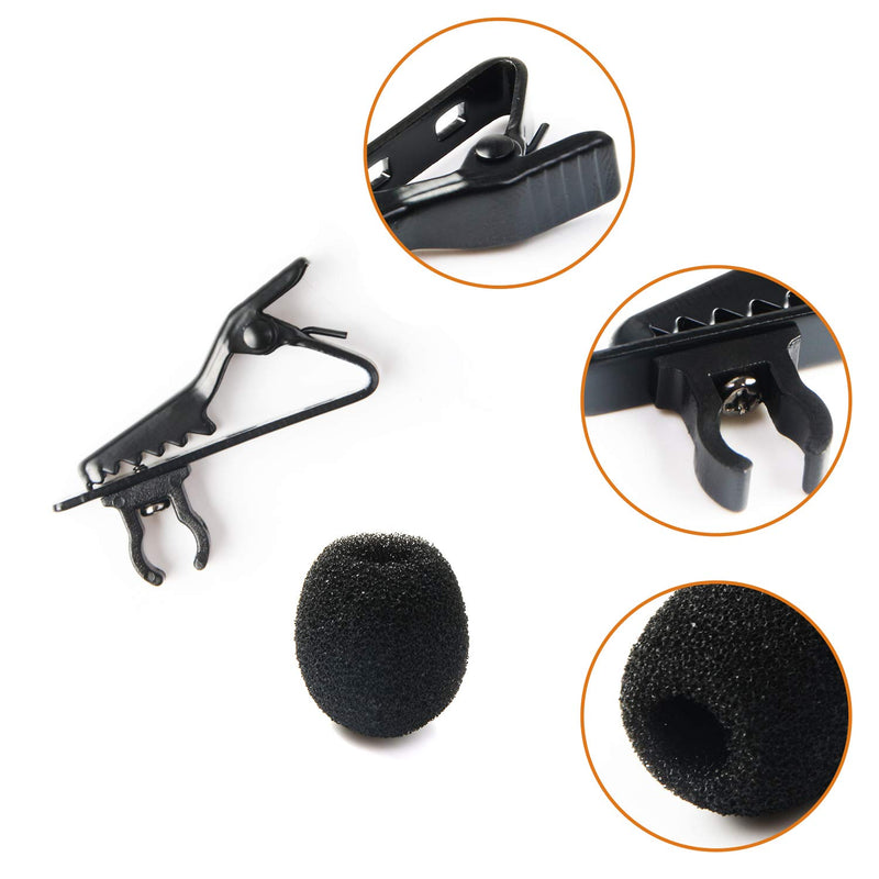 [AUSTRALIA] - 6Pcs Lapel Microphone Metal Tie Clips Lavalier Microphone Replacement with 6Pcs Foam Windscreen Cover 