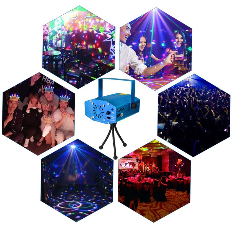 SUMERSHA LED Laser Lights Sound Activated Disco DJ Party Lights Mini Auto Flash RG Led Stage Lights with Remote Control Strobe Lights for Party Show Birthday Wedding Halloween Blue