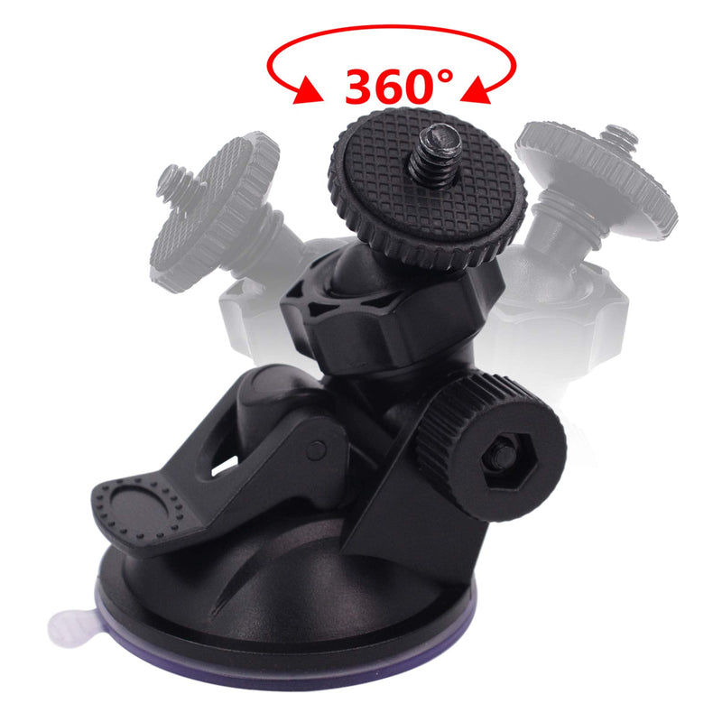 iSaddle CH01A 1/4" 1/8" Thread Camera Suction Mount Tripod Holder in Dash Cam Mount Holder - Screw Tripod Windshield Holder Fits Sony/Ricoh/HP/GoPro/Oculus (M4 M6 Screw Join Ball Included) Suction Base
