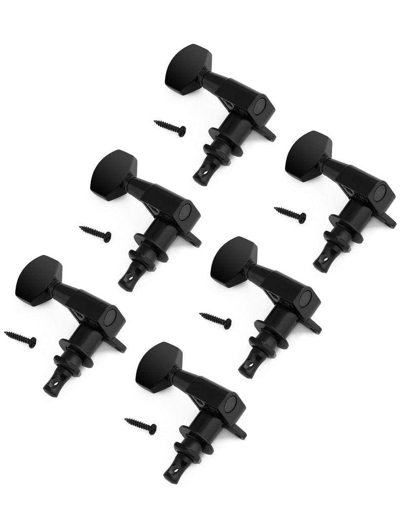 Holmer Sealed String Tuning Pegs Tuning Machines Grover Machine Heads Tuners Tuning Keys 6 In Line for Right Handed Acoustic Guitar or Electric Guitar Black.