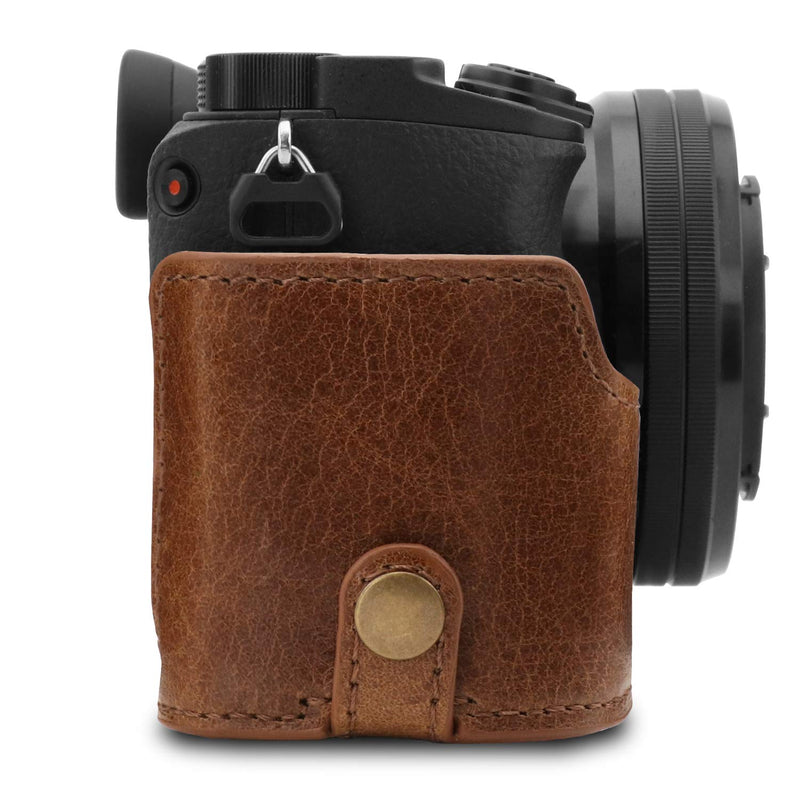[AUSTRALIA] - MegaGear Ever Ready Genuine Leather Camera Case Compatible with Sony Alpha A6100, A6400 (18-135mm) Brown 