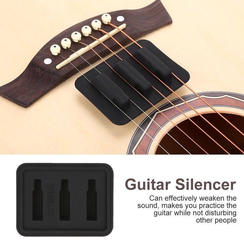Guitar Mute Silencer Silicone Guitar Ukelele String Mute Silencer Training Tool Instrument Acoustic Guitar Practice Accessory Black