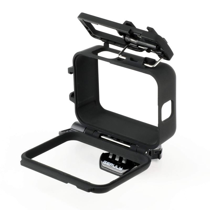 GEPULY Frame Mount Housing Protective Case for GoPro Hero 9 Black, Built-in Dual Cold Shoe Slot, Quick Release Buckle and Thumb Screw Included