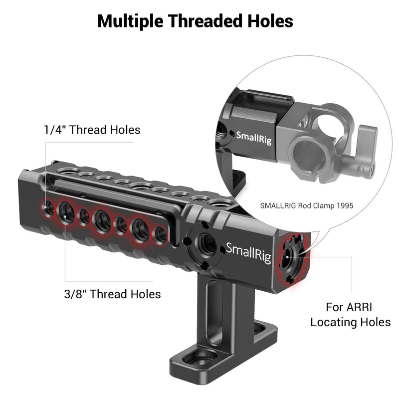 SmallRig Top Handle Grip with Locating Point for Arri, Adjustable Camera Handle with Mounting Points, Shoe Mount for Video Camera Cages, LED Lights Microphones- 1984