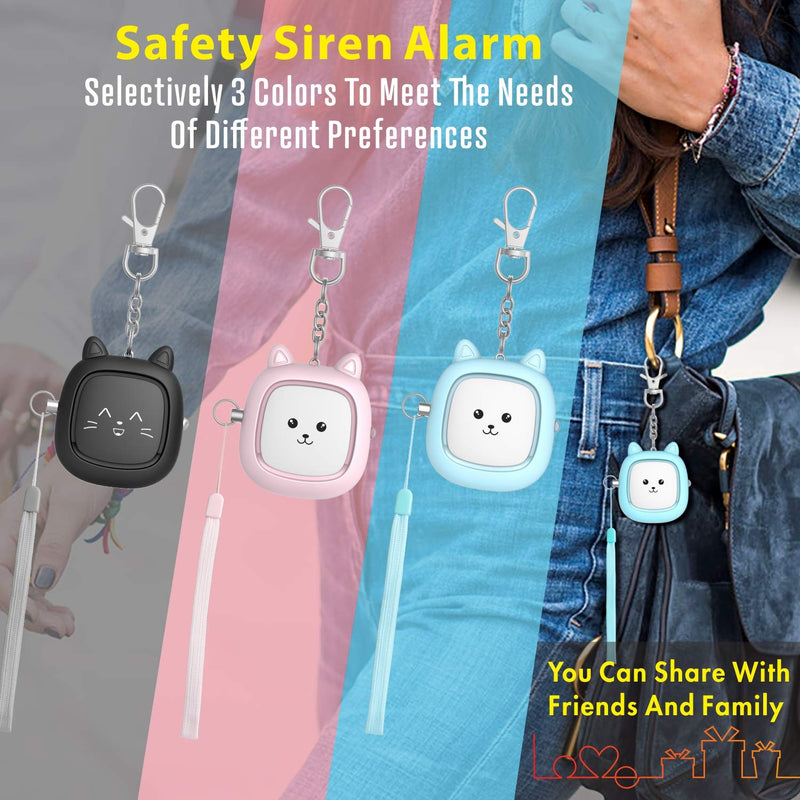 Safe Sound Personal Alarm, 3 Pack 130 dB Loud Siren Song Emergency Self-Defense Security Alarm Keychain with LED Light, Personal Sound Safety Siren for Women, Men, Children, Elderly (Blue/Pink/Black) Blue/Pink/Black