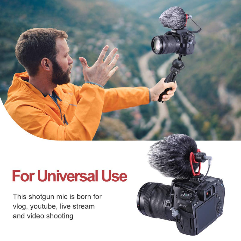 Camera Microphone 3.5mm Mini Shotgun Video Condenser Microphone External Interview Recording Mic Smartphone Vlog Mic Compatible for iPhone/Andoid Smartphone, Canon Nikon Sony Camera Camcorders