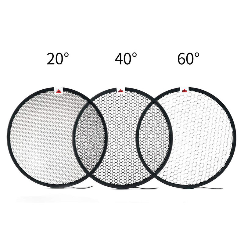 Soonpho Standard Reflector Photography Diffuser, 20/40/60 Degree Honeycomb Lamp Shade Grid for 7inch Bowens Mount Studio Light Strobe