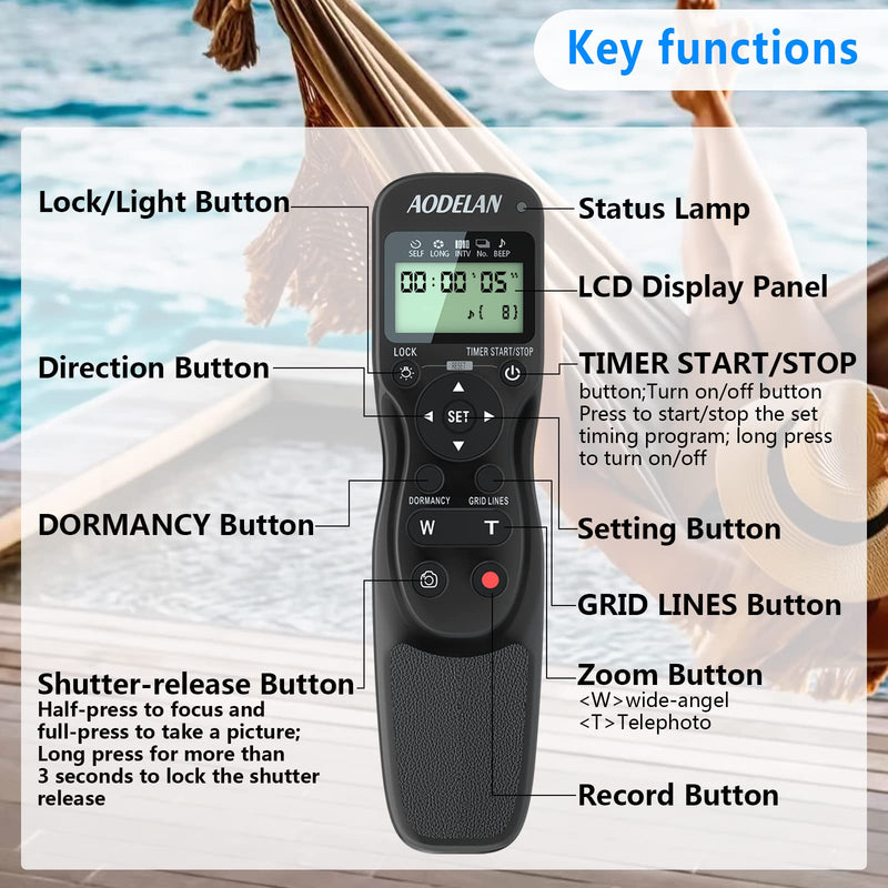 AODELAN Shutter Release Timer Zoom Controller Wired Camera Remote Control for Sony A7,A7 III,A7R,A7R II,A7R III,A7R IV,A7s,A99 II,A5000,A5100,A6000,A6100,A6300,A6400,A6500A6600,ZV-1,RX100 VII