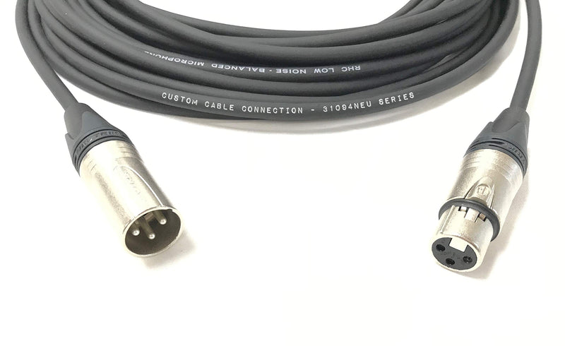 1 Foot Custom Cable Connection Pro-Audio XLR Balanced Microphone Cable with Neutrik NC3MXX Male and Neutrik NC3FXX Female XLR Connectors Black 1 Foot