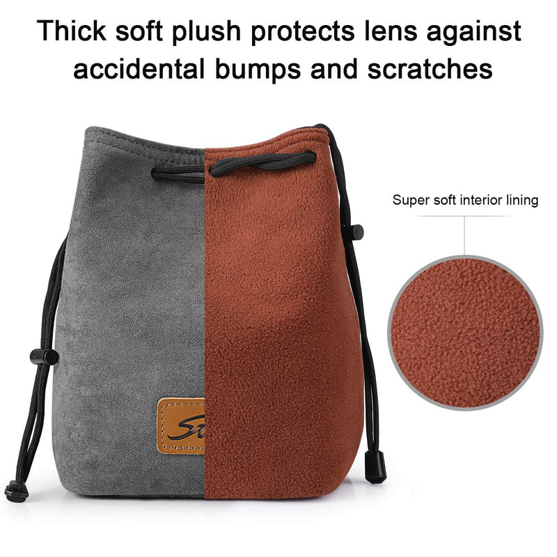 [AUSTRALIA] - S-ZONE Soft Camera Bag DSLR Insert Handbag Drawstring Lens Case Compatible with Canon Nikon Sony Medium Grey 