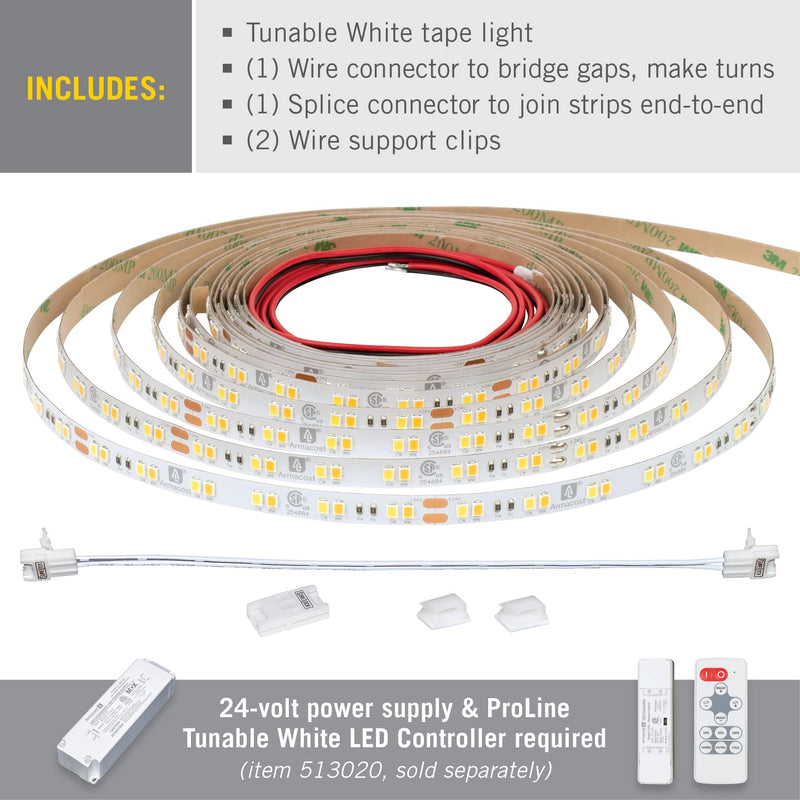 Armacost Lighting RibbonFlex Pro 24-Volt White CCT Tunable LED Tape Light, 16.4 ft (165230)
